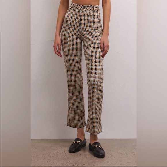 Nwt Z Supply Kastor Houndstooth Spiced Rum pant Large - Picture 1 of 4